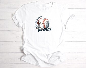 Allez Phils ! T-shirt homme/unisexe ; Chemise des Phillies de Philadelphie, T-shirt Philly Sports, Chemise de baseball, T-shirt des séries éliminatoires des Phillies
