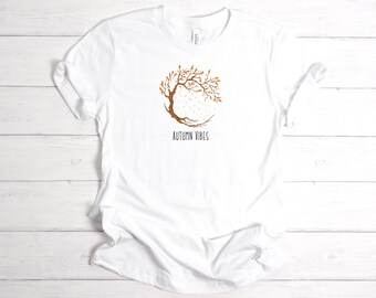 Höstvibbar herr-/unisex-t-shirt; ; Höstskjortor, Höstsäsong, Höstlöv, Höstsäsong, Lövskjorta, Höstlöv-t-shirt; Vibes-t-shirt