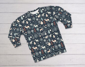 Ugly Christmas Sweater (Sweatshirt); Retro Christmas Sweatshirt, Vintage Holiday Design, Snowflakes/Christmas Tree/Reindeer Sweater, 19 1