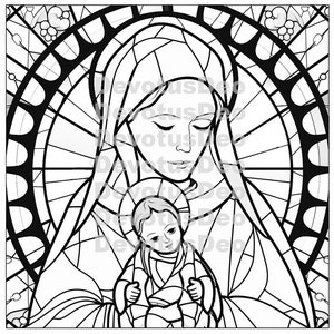 Catholic Coloring Page, Jesus and Mary, Our Lady, Christian, Instant Download, Printable