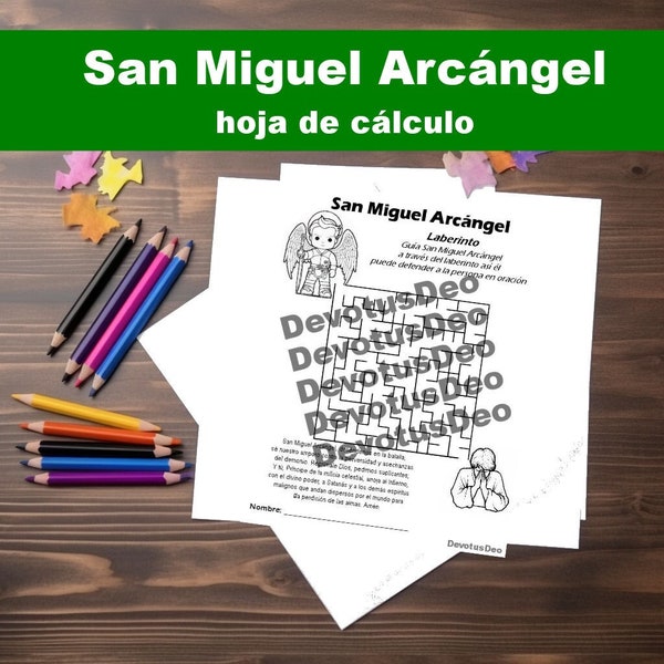 San Miguel Arcángel Oración, Spanish Catholic Prayer Worksheet