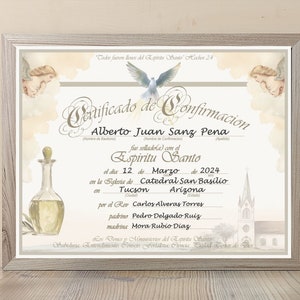 Certificado de Confirmación Personalizado (horizontal), Imprimível, Certificado de Confirmação Personalizado Espanhol