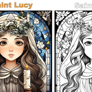 Saint Lucy Catholic Coloring Page, Christian, Instant Download, Printable