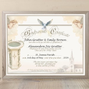 Certificado de padrino, *Personalizado*, Descargable, Imprimible, Recuerdo, Vintage, Católico, Cristiano