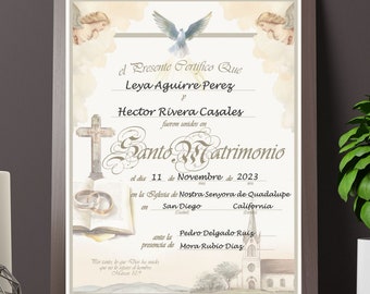 Certificado de Santo Matrimonio Certificado, Personalisierbar Descargable, Imprimible, Recuerdo, Católico, Cristiano, Spanisches Zertifikat