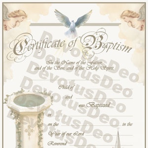 Baptism Certificate, * Personalized * Downloadable, Printable, Keepsake ...