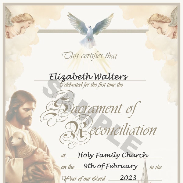 Printables Catholic First Reconciliation Certificates - Etsy