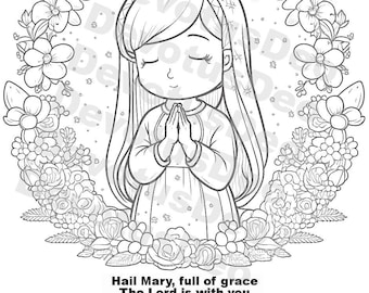 Mutter Maria katholische Färbung Seite, Christian, Instant Download, bedruckbar