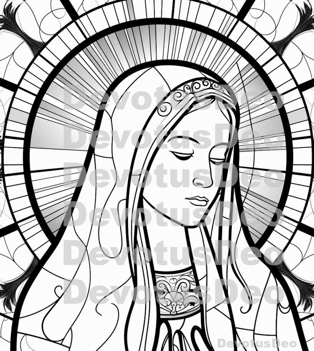 Our Lady Catholic Coloring Page, Mary, Christian, Instant Download