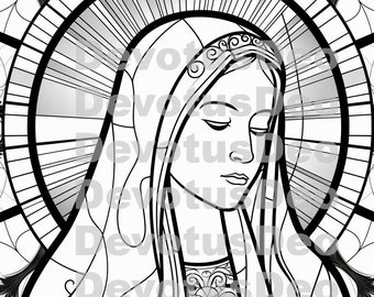 Our Lady Catholic Coloring Page, Mary, Christian, Instant Download, Printable