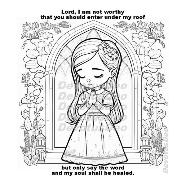 First Communion Catholic Coloring Page, Christian, Instant Download, Printable