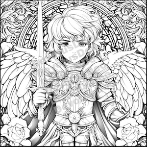 Saint Michael the Archangel Catholic Coloring Page, Christian, Instant Download, Printable