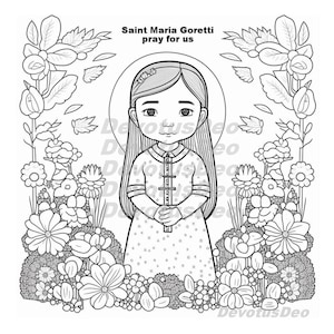 Heilige Maria Goretti katholische Färbung Seite, Christian, Instant Download, bedruckbar