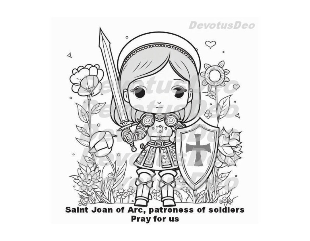 Saint Joan of Arc Catholic Coloring Page, Christian, Instant Download ...