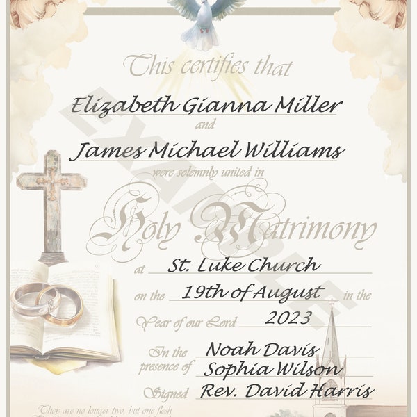 Holy Matrimony Certificate, Customizable, Marriage, Downloadable, Printable, Keepsake, Vintage, Catholic, Christian, Reusable