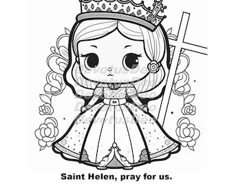 Catholic Coloring Page, Saint Helen, Christian, Instant Download, Printable