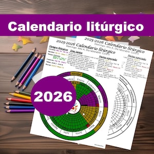 2026 Calendario litúrgico | Imprimible | Católica | Descargable