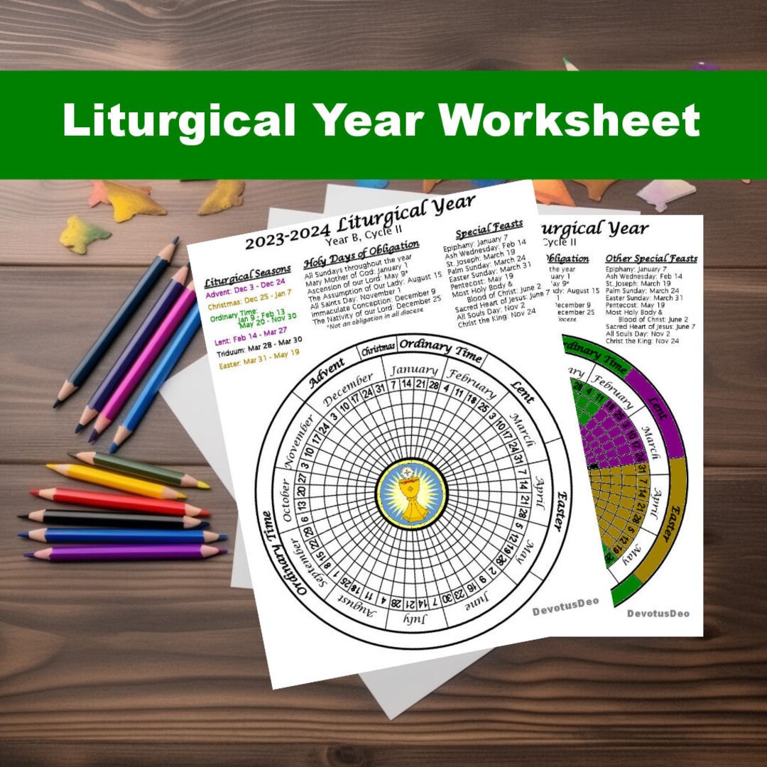 Calendario litúrgico 2024 imprimible hoja de trabajo católica Etsy México
