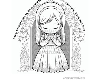 Página para colorear de la Primera Comunión Católica, Cristiana, Descarga Instantánea, Imprimible