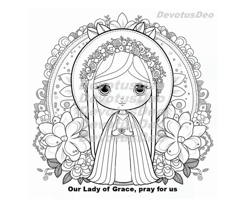 Our Lady of Grace Coloring Page, Our Lady, Mary, Catholic, Christian