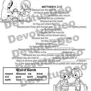 Printable Beatitudes, Bible Worksheet, Answer Sheet Included - Etsy