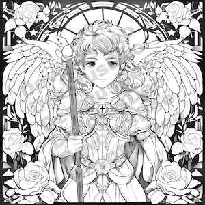 Saint Raphael katholische Färbung Seite, Christian, Instant Download, printable