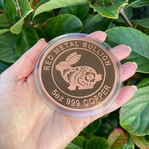 Large 5oz 999 Copper Bullion Coin &quot;Year Of The Rabbit by RMB&quot;