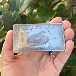Barra de lingotes de titanio 999 de 1 oz "Serpiente marrón" de titanio puro