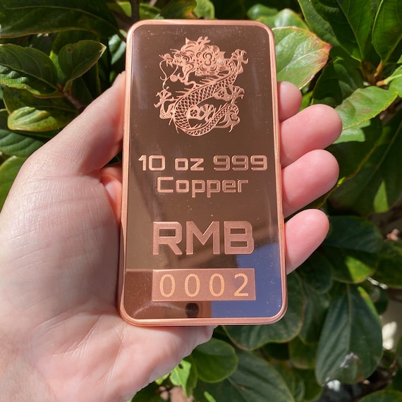 X-LARGE 10oz 999 Copper Bullion Bar 