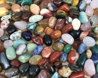 Mixed Tumble Stones and Crystal Chart - Small Crystals & Minerals - Various Weights