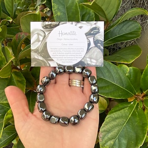 Hämatit Armband - Chunky Tumble Style Kristall Armband & Bedeutungskarte