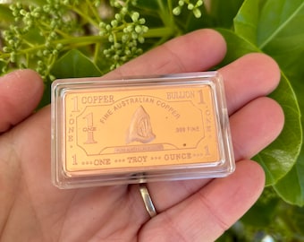 1oz 999 Copper Bullion Bar "Great White Shark" Pure Copper Bullion