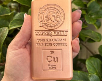 COPPER VAULT - 1 Kilo 999 Copper Bullion Bar (Investment Grade Bullion Bar)