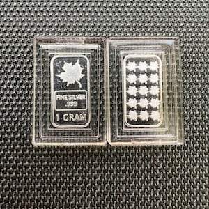 1 Gram Pure 999 Silver Bullion Bar in Capsule - Canadian Maple Bar