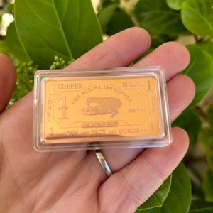 1oz 999 Copper Bullion Bar &quot;Crocodile&quot; Pure Copper Bullion