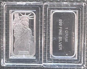 Lingote de plata de 1 gramo de la Estatua de la Libertad - Lingote de plata 999 en cápsula (LADY LIBERTY) Hecho en EE. UU.