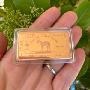 1oz 999 Copper Bullion Bar &quot;Dingo&quot; Pure Copper Bullion