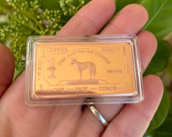 1oz 999 Copper Bullion Bar "Dingo" Pure Copper Bullion