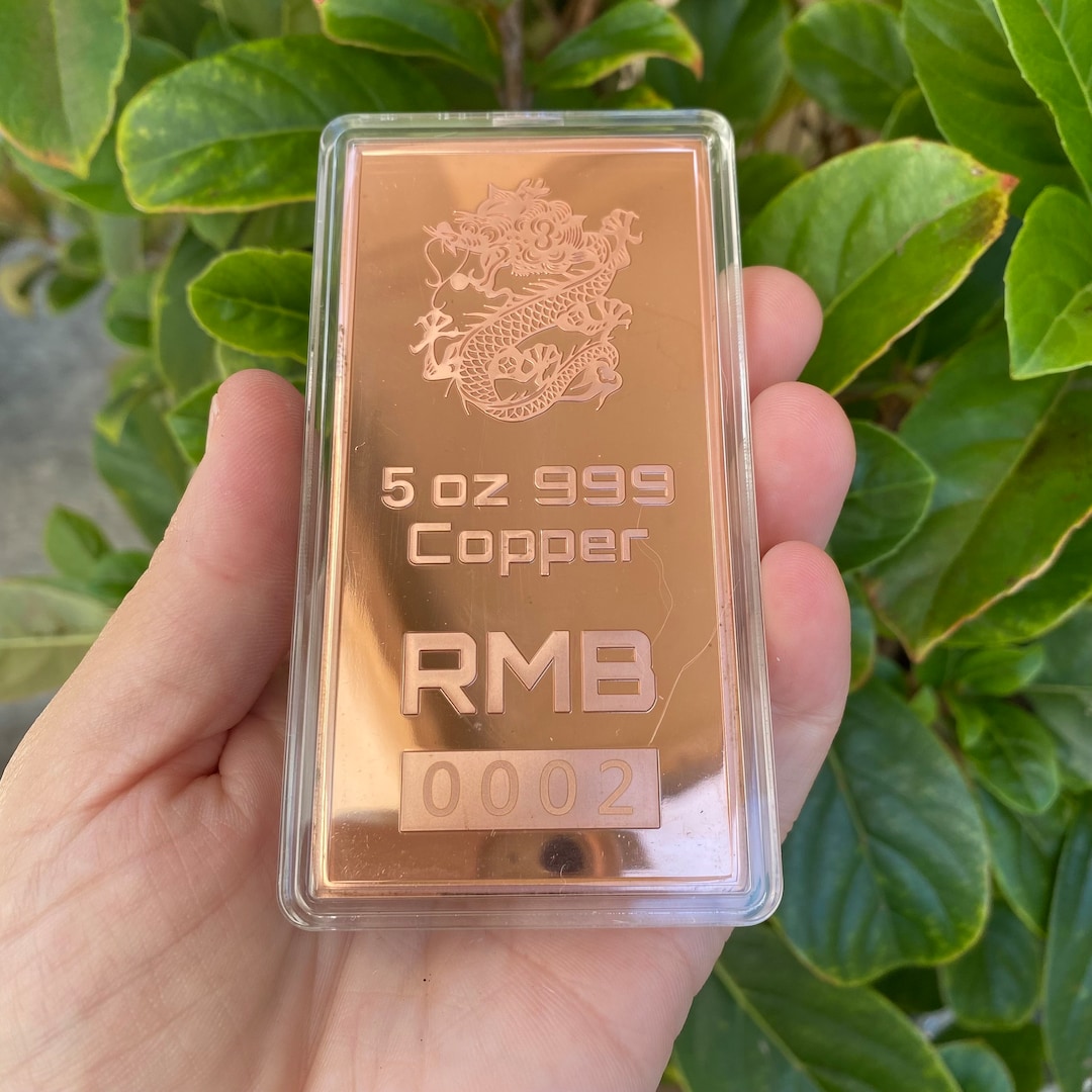 LARGE 5oz 999 Copper Bullion Bar year of the Dragon by Etsy