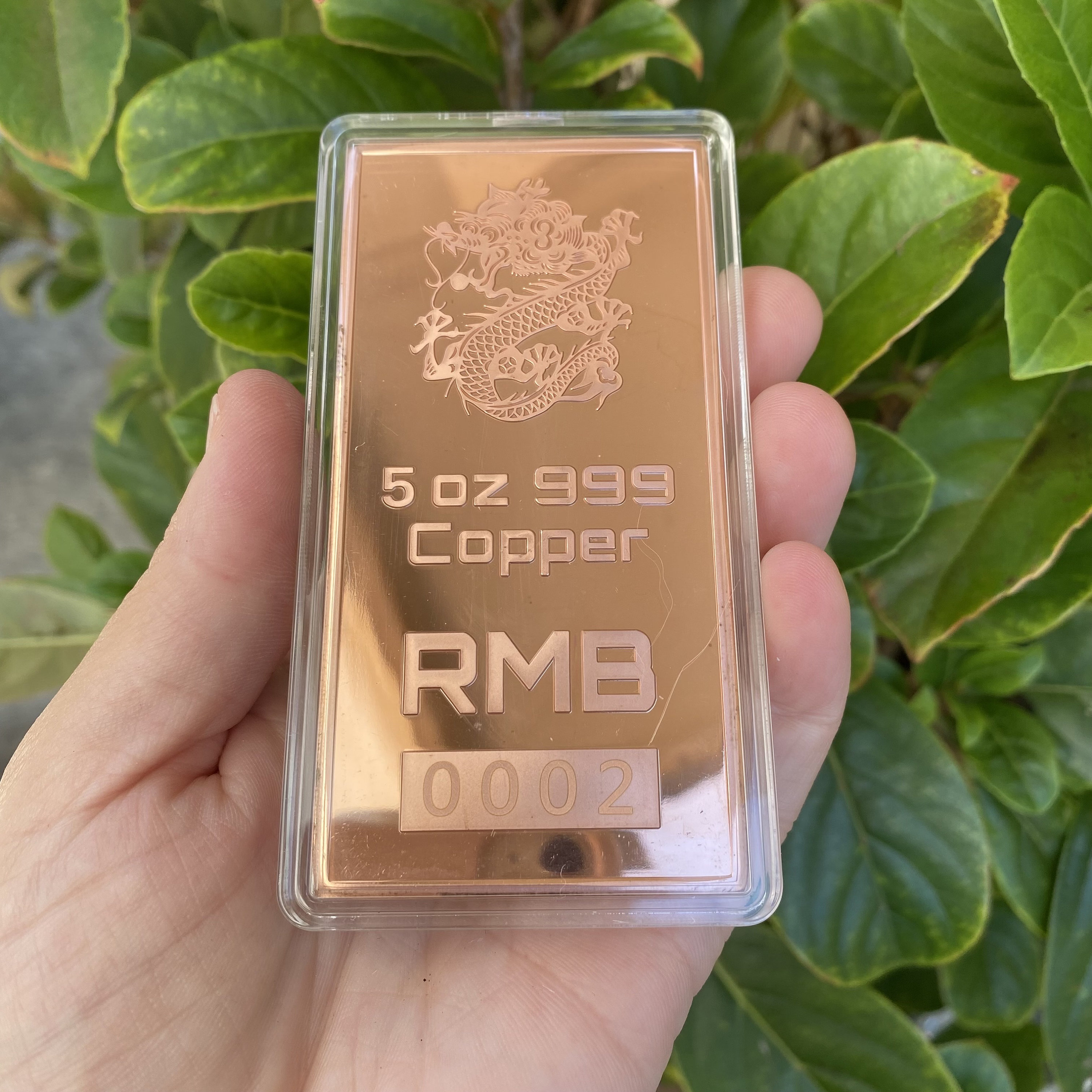 LARGE 5oz 999 Copper Bullion Bar 