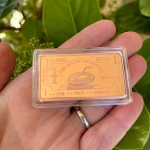 1oz 999 Copper Bullion Bar &quot;Brown Snake&quot; Pure Copper Bullion