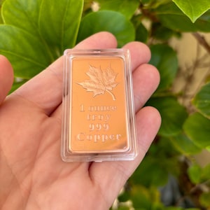 1oz 999 Copper Bullion Bar &quot;Canadian Maple&quot; Made in Canada