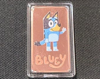 Bluey 1oz 999 Copper Bullion Bar - "COLOURIZED BLUEY"