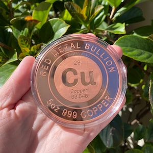Große 5oz 999 Kupfer Bullion Münze "Cu Element Symbol von RMB"