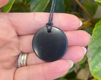 Medium Shungite Pendant - 30mm Round - Genuine High Grade Shungite From Russia