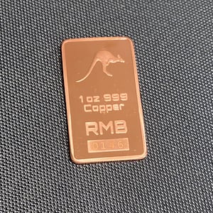 1oz 999 Copper Bullion Bar &quot;The Kangaroo by RMB&quot;