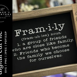 FRAMILY - 家族のような友人のグループ - 友人は私たちが選ぶ家族です SVG、家族 SVG、家族の引用 SVG、友人 SVG、親友