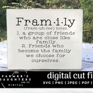 FRAMILY - 家族のような友人のグループ - 友人は私たちが選ぶ家族です SVG、家族 SVG、家族の引用 SVG、友人 SVG、親友