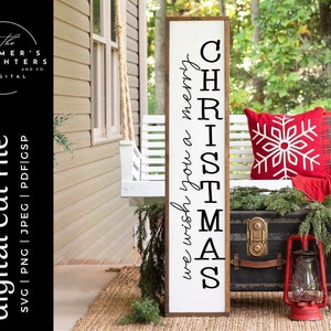 Le deseamos una Feliz Navidad SVG - Caminando en un País de las Maravillas de Invierno SVG, Signo de Navidad svg, Decoración navideña Archivo de corte, Porche de Navidad más delgado