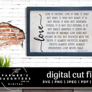 Love is patient love is kind, SVG Cut File, digital file, svg, silhouette svg, bible svg, love svg, wedding svg, 1 Corinthians 13:4-8